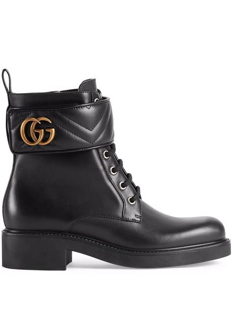 gucci leather logo boots|Gucci ankle boots.